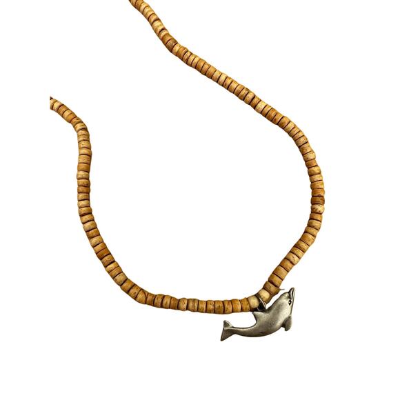 90s Pewter Dolphin Choker Necklace - Picture 3 of 5